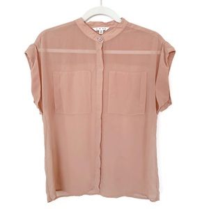 CAbi Sheer Blush Peach Boxy Modern Blouse